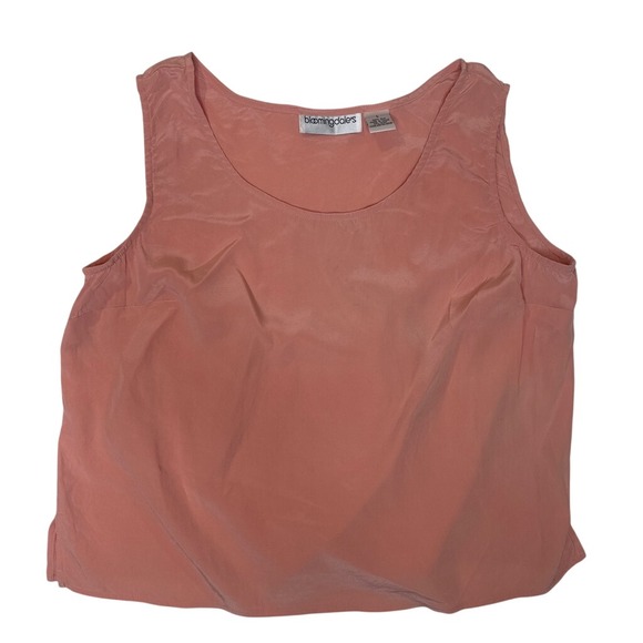 Bloomingdale's Tops - True Vintage Minimalist 100% Silk Tank Top Salmon Pink Scoop Neck Blouse Large